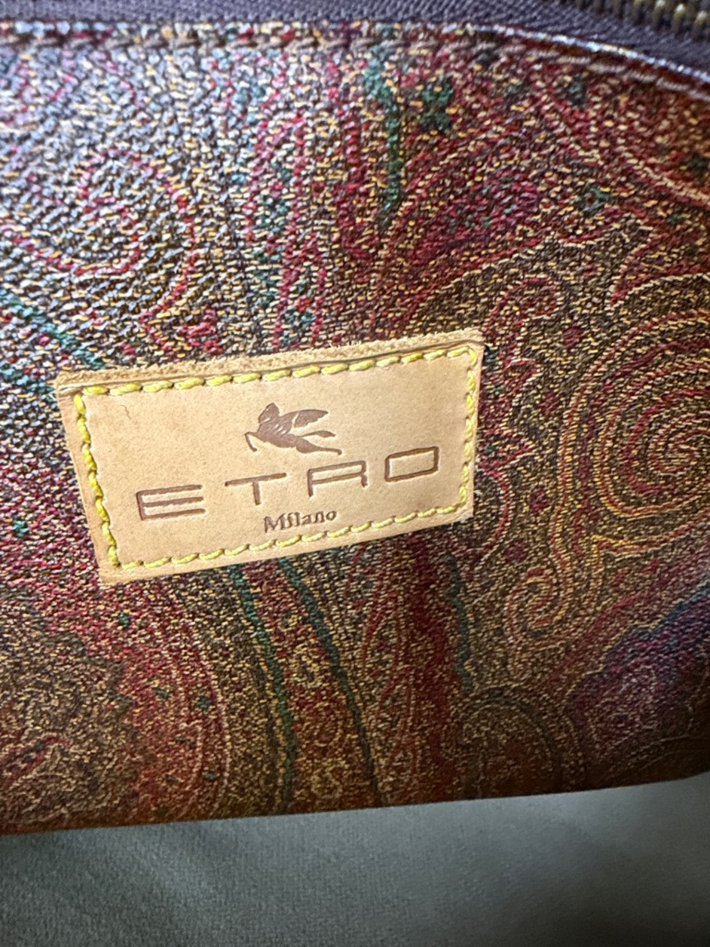 💼ETRO Paisley Print Bordeaux Boston Bag Vintage 1994 Made in Italy🇮🇹 - Picture 7 of 16